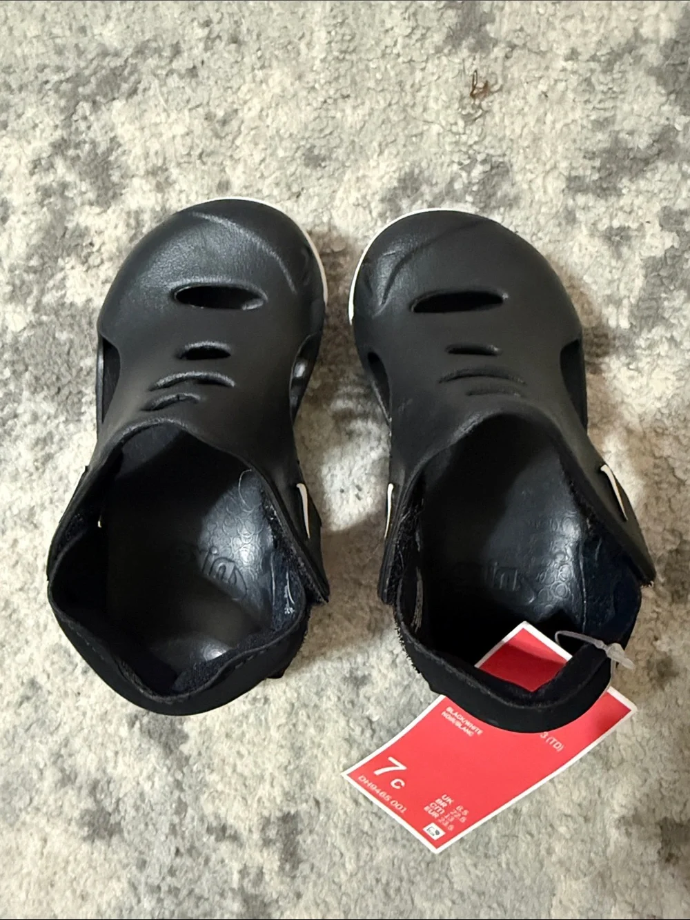 Nike Kids Black Sunray Protect Sandals with White Swoosh